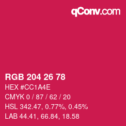 カラーコード: RGB 204 26 78 | qconv.com