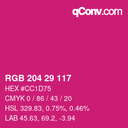 Color code: RGB 204 29 117 | qconv.com