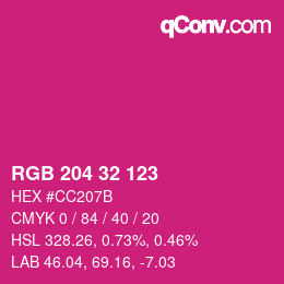 Color code: RGB 204 32 123 | qconv.com