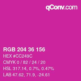 Color code: RGB 204 36 156 | qconv.com