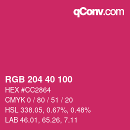 カラーコード: RGB 204 40 100 | qconv.com