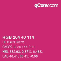 Color code: RGB 204 40 114 | qconv.com