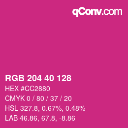 Color code: RGB 204 40 128 | qconv.com