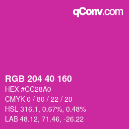 Color code: RGB 204 40 160 | qconv.com