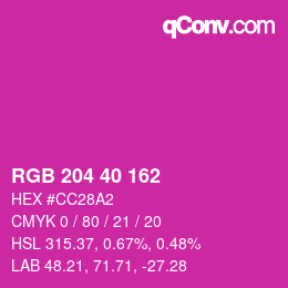 Color code: RGB 204 40 162 | qconv.com