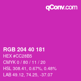 Color code: RGB 204 40 181 | qconv.com