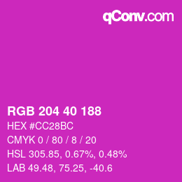 カラーコード: RGB 204 40 188 | qconv.com
