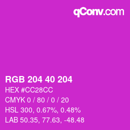 カラーコード: RGB 204 40 204 | qconv.com