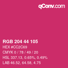 Color code: RGB 204 44 105 | qconv.com