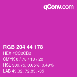 カラーコード: RGB 204 44 178 | qconv.com