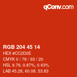 Color code: RGB 204 45 14 | qconv.com