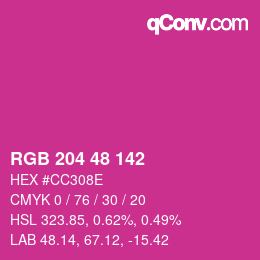 颜色代码: RGB 204 48 142 | qconv.com
