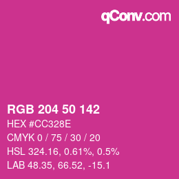Color code: RGB 204 50 142 | qconv.com