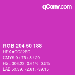 カラーコード: RGB 204 50 188 | qconv.com