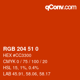 Color code: RGB 204 51 0 | qconv.com
