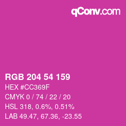Color code: RGB 204 54 159 | qconv.com