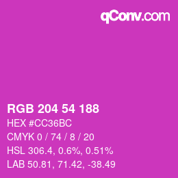 颜色代码: RGB 204 54 188 | qconv.com