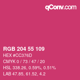 カラーコード: RGB 204 55 109 | qconv.com