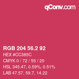 カラーコード: RGB 204 56.2 92 | qconv.com