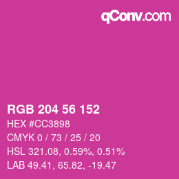 Color code: RGB 204 56 152 | qconv.com
