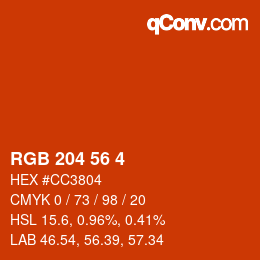 Color code: RGB 204 56 4 | qconv.com