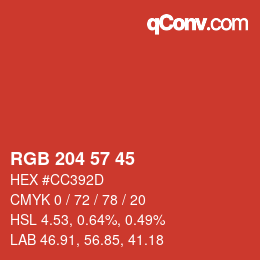 Color code: RGB 204 57 45 | qconv.com