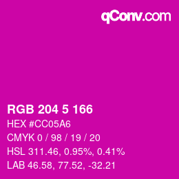 Color code: RGB 204 5 166 | qconv.com
