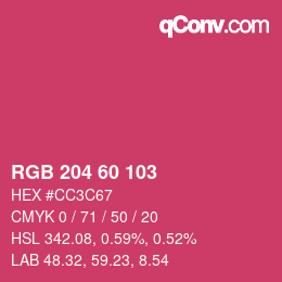 Color code: RGB 204 60 103 | qconv.com