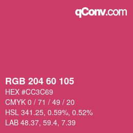 カラーコード: RGB 204 60 105 | qconv.com