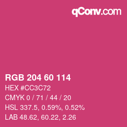 カラーコード: RGB 204 60 114 | qconv.com