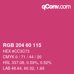 カラーコード: RGB 204 60 115 | qconv.com