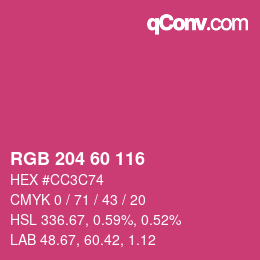 カラーコード: RGB 204 60 116 | qconv.com