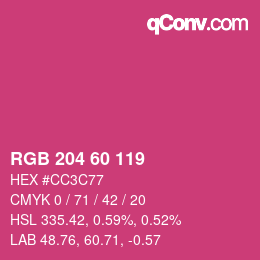 カラーコード: RGB 204 60 119 | qconv.com