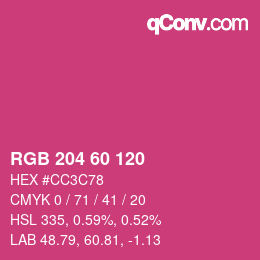 カラーコード: RGB 204 60 120 | qconv.com
