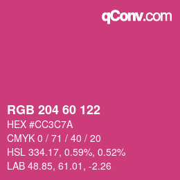 カラーコード: RGB 204 60 122 | qconv.com