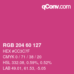 颜色代码: RGB 204 60 127 | qconv.com