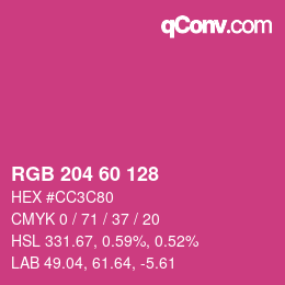 カラーコード: RGB 204 60 128 | qconv.com