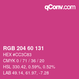 カラーコード: RGB 204 60 131 | qconv.com