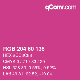 颜色代码: RGB 204 60 136 | qconv.com