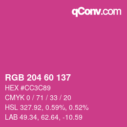 Color code: RGB 204 60 137 | qconv.com