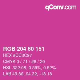 カラーコード: RGB 204 60 151 | qconv.com