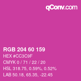 カラーコード: RGB 204 60 159 | qconv.com