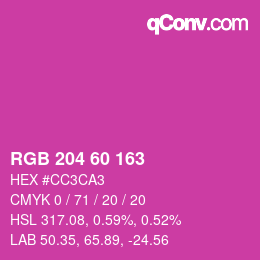 カラーコード: RGB 204 60 163 | qconv.com