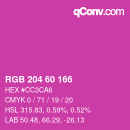 Color code: RGB 204 60 166 | qconv.com