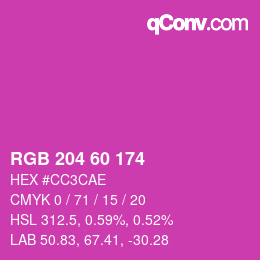 カラーコード: RGB 204 60 174 | qconv.com