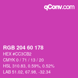 カラーコード: RGB 204 60 178 | qconv.com
