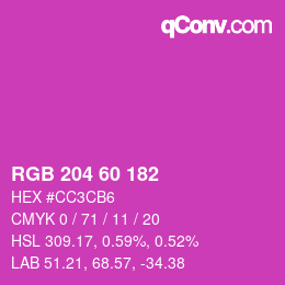 カラーコード: RGB 204 60 182 | qconv.com