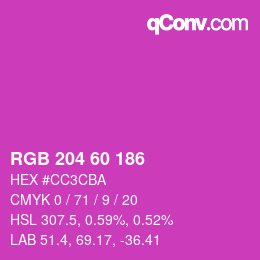 カラーコード: RGB 204 60 186 | qconv.com