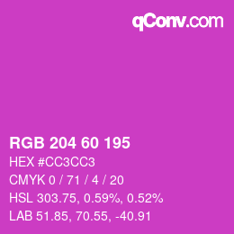 カラーコード: RGB 204 60 195 | qconv.com