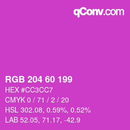 Color code: RGB 204 60 199 | qconv.com